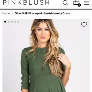 PinkBlush Olive Solid Scalloped Hem Maternity Dress  size SMALL